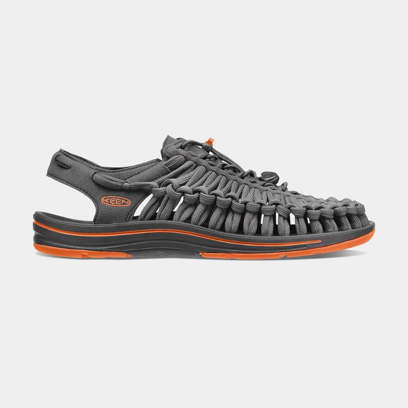 Sandalias Keen Uneek Flat Cord Para Hombre Grises/Naranjas - Sandalias Keen Mexico (936805-WNE)